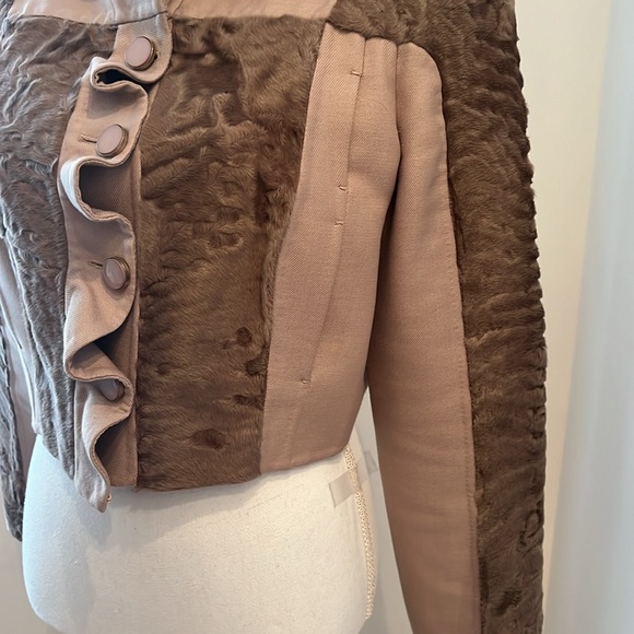 VALENTINO TechnoCOUTURE JACKET Beautiful Nude Color with Lamb fur insert Size 10 - Picture 5 of 15